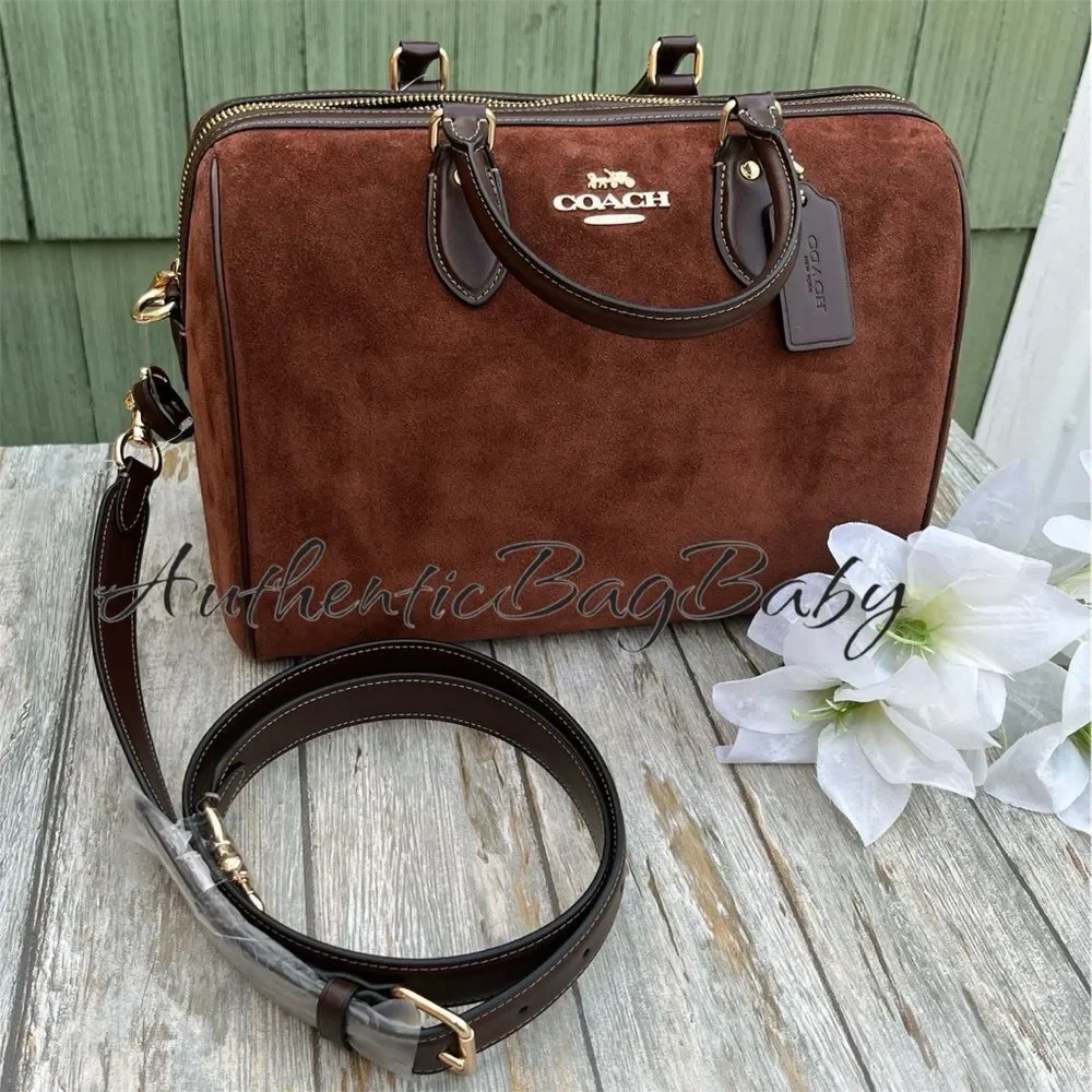 Coach Rowan Large Satchel Bag In Suede Purse - Picture 6 of 9